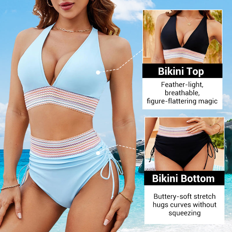 📢Clearance Sale-70% OFF🏖️High Waisted Tummy Control Color Block Bikini Sets