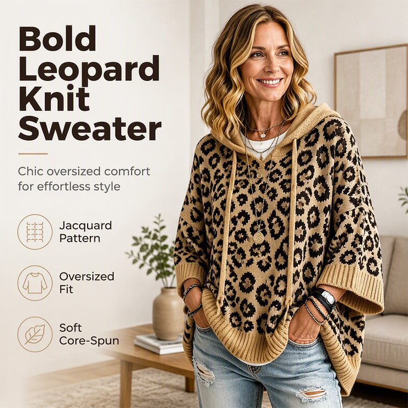 ✨New Arrivals: 50% Off-Women’s Leopard Print Knitted Hoodie