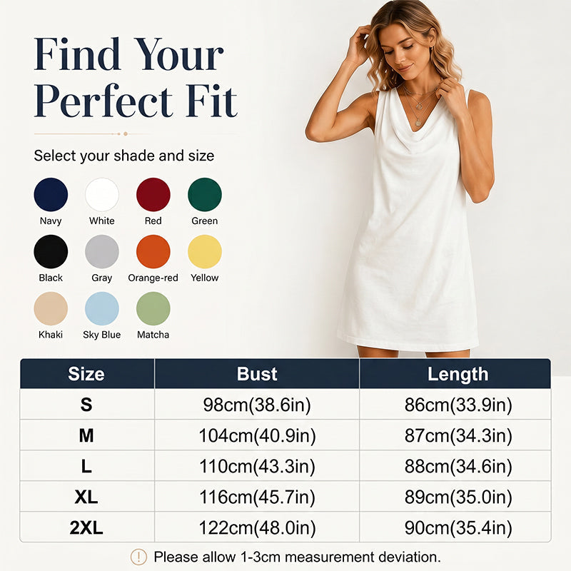 🎁2026 New Arrivals 50% OFF💥Elegant Slim Fit Cowl Neck Dress – Sleeveless, Side Pockets, Versatile ✨